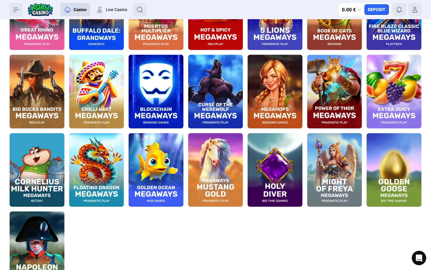 Spielangebot bei Koru Casino – Koru