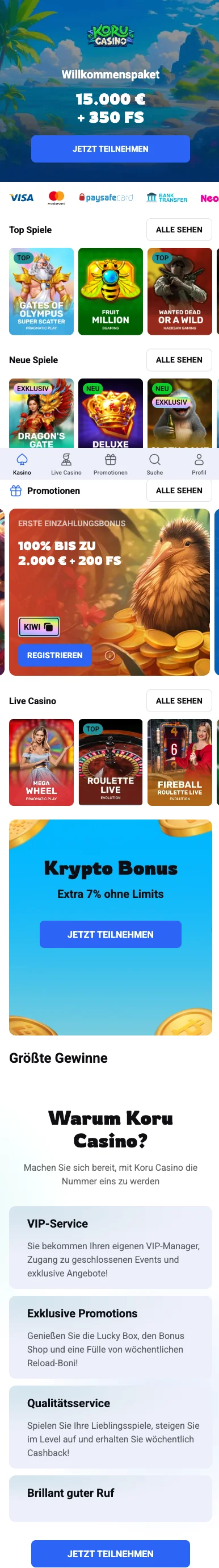 Mobile Erfahrung im Browser – Koru